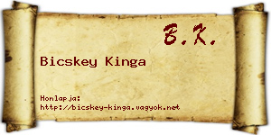 Bicskey Kinga névjegykártya